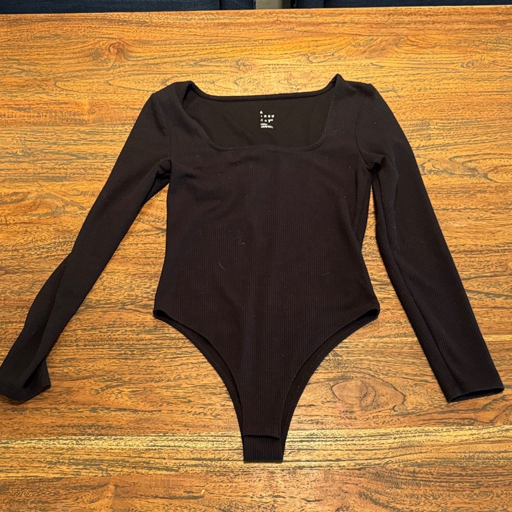 A New Day Black Long Sleeve Ribbed One Piece